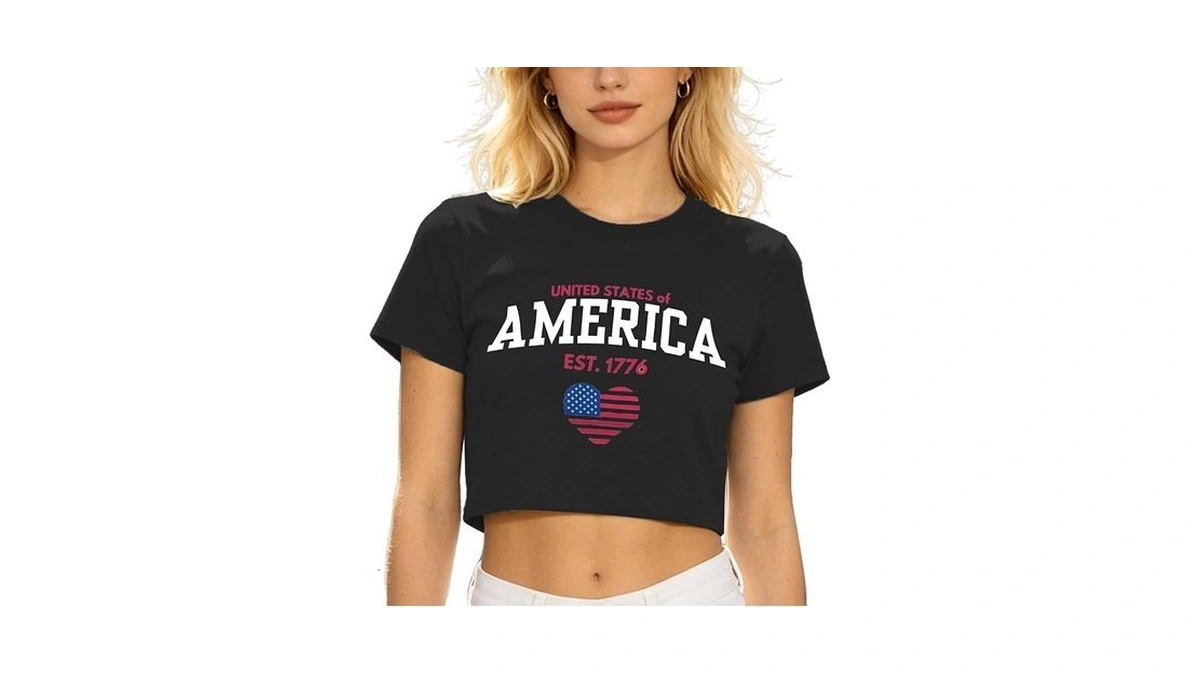 American Flag Heart Crop Tops Women-usa 4th Of July Patriotic
