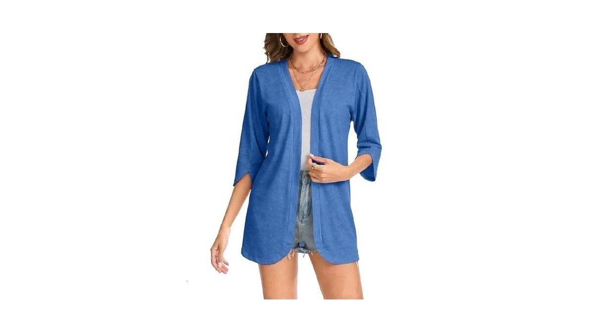 Bosmeer Lightweight Cardigans For Women Breathable 3/4 Sleeve Kimono Petal