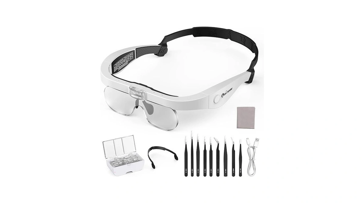 Led Head Magnifier, Rechargeable Hands-free Headband Magnifying Glass With 4