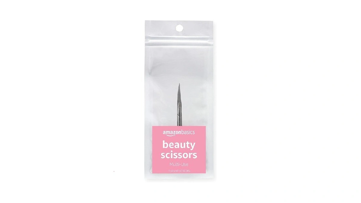 Amazon Basics Beauty Scissors, Stainless Steel, Curved Precision Cutting, Multipurpose