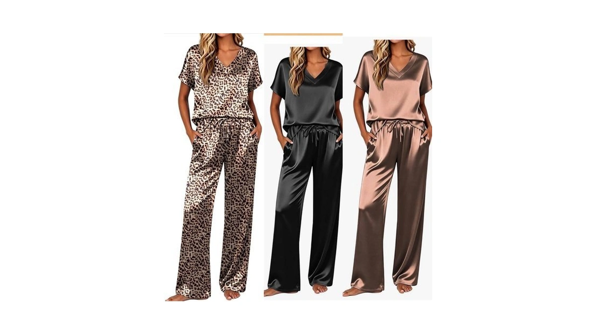 Ekouaer Silk Pajamas For Women 2 Piece Satin Pjs Cap