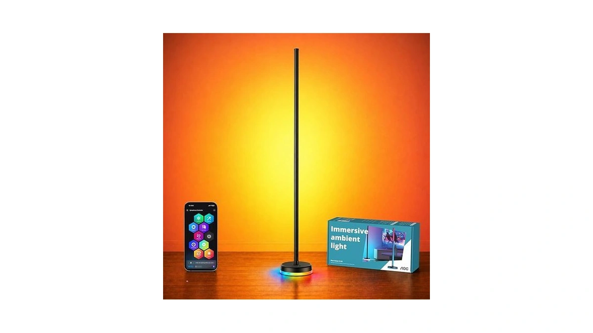 Led Floor Lamp, Rgbicww Corner Floor Lamp With Glowing Base