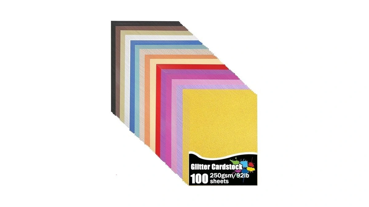 100 Sheets Glitter Cardstock, 15 Colors 250gsm/92lb Cardstock For Cricut,