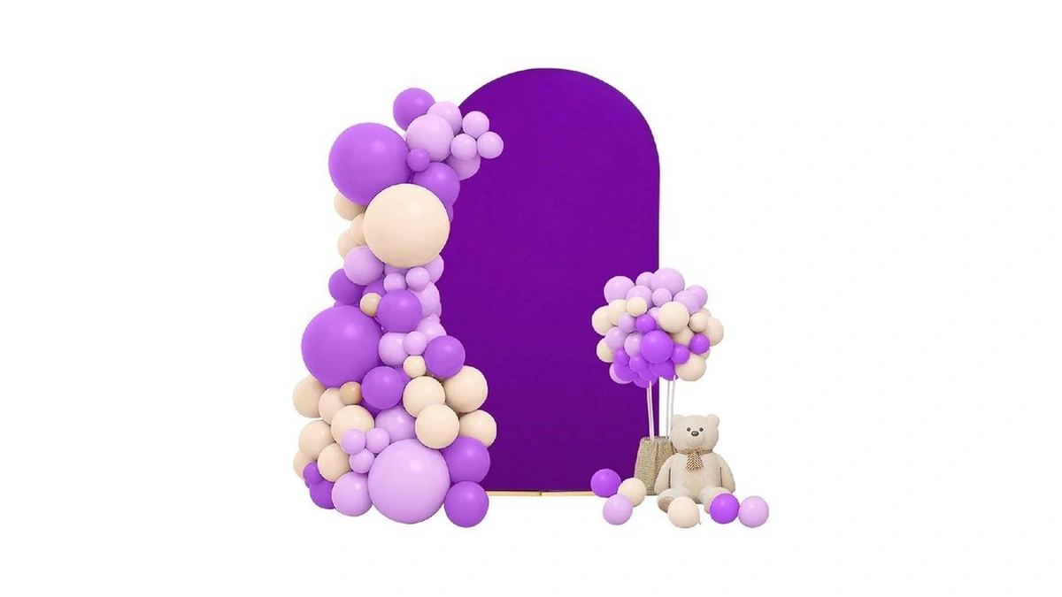 Chiara Purple Spandex Fitted Wedding Arch Cover - Round Top