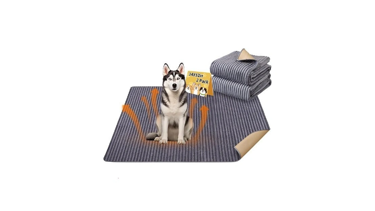Dog Crate Mat, 2 Pack 34"×52" Flannel Washable Pet Mat