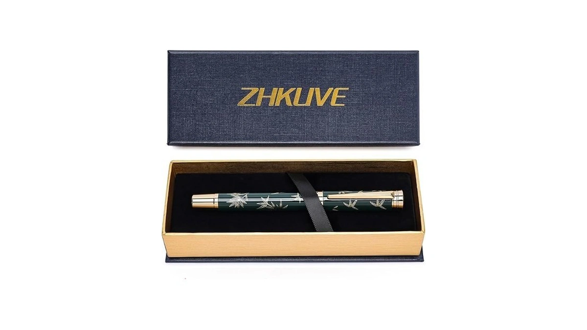 Zhkuve Luxury Rollerball Pen,stunning Black Lacquer With 24k Gold Trim,switzerland