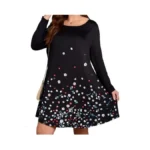 Blanches Plus Size Floral Dress For Women Long Sleeves Crew