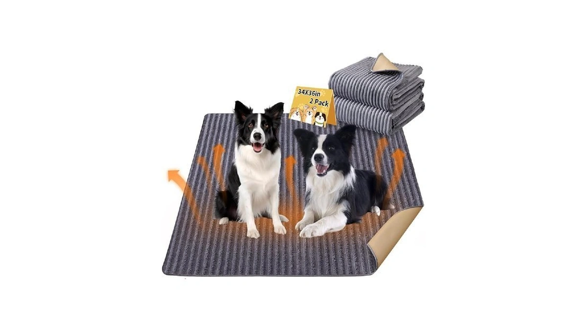 Dog Crate Mat, 2 Pack 34"×36" Flannel Washable Pet Mat