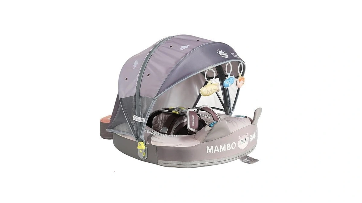 Mambobaby No-flip Baby Pool Float With Canopy & Tail Non-inflatable