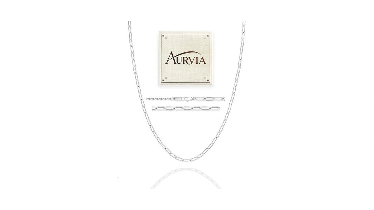 Aurvia S925 Sterling Silver Paperclip Chain Necklace For Women, 3mm