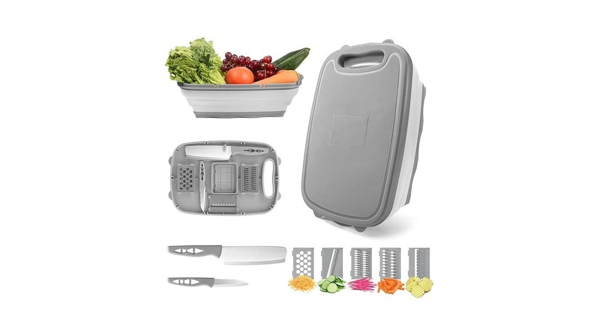 Hi Ninger Collapsible Cutting Board With Colander, 9-in-1 Multi Chopping