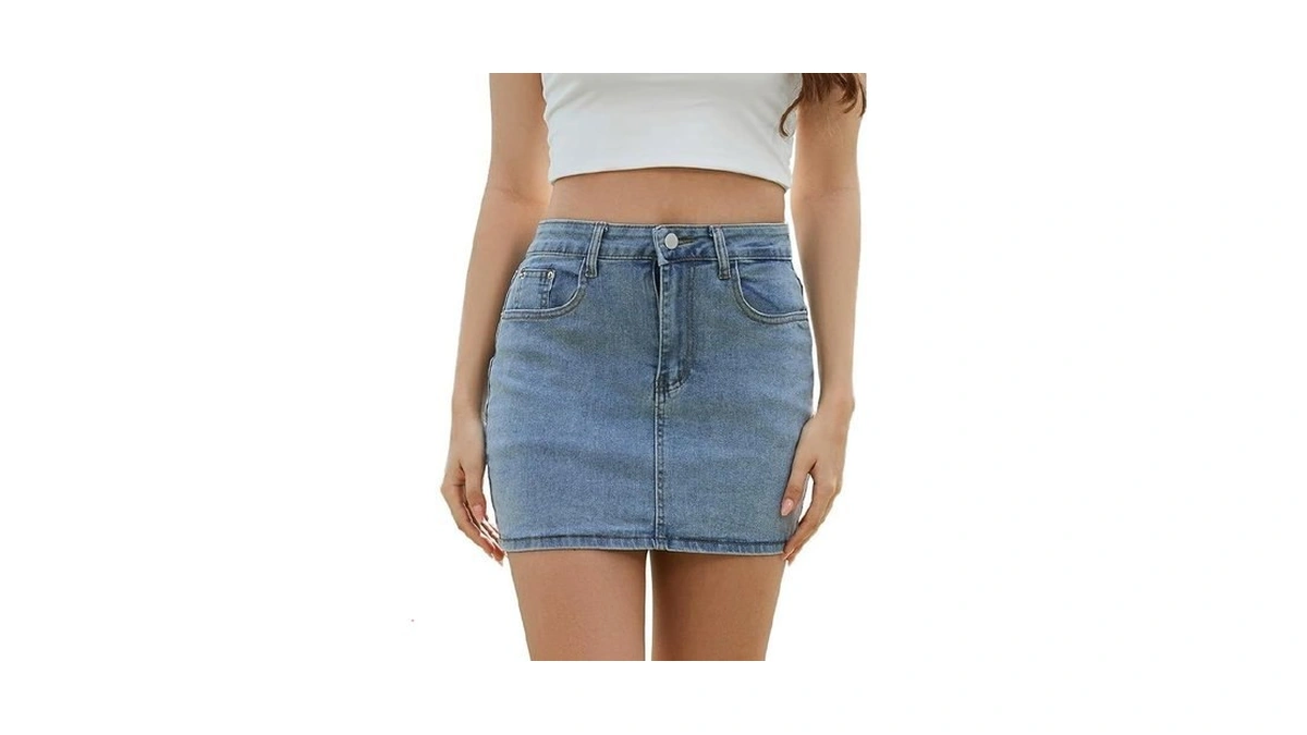 Shestellar Women's Low Rise Denim Mini Skirt, Y2k Vintage Stretchy