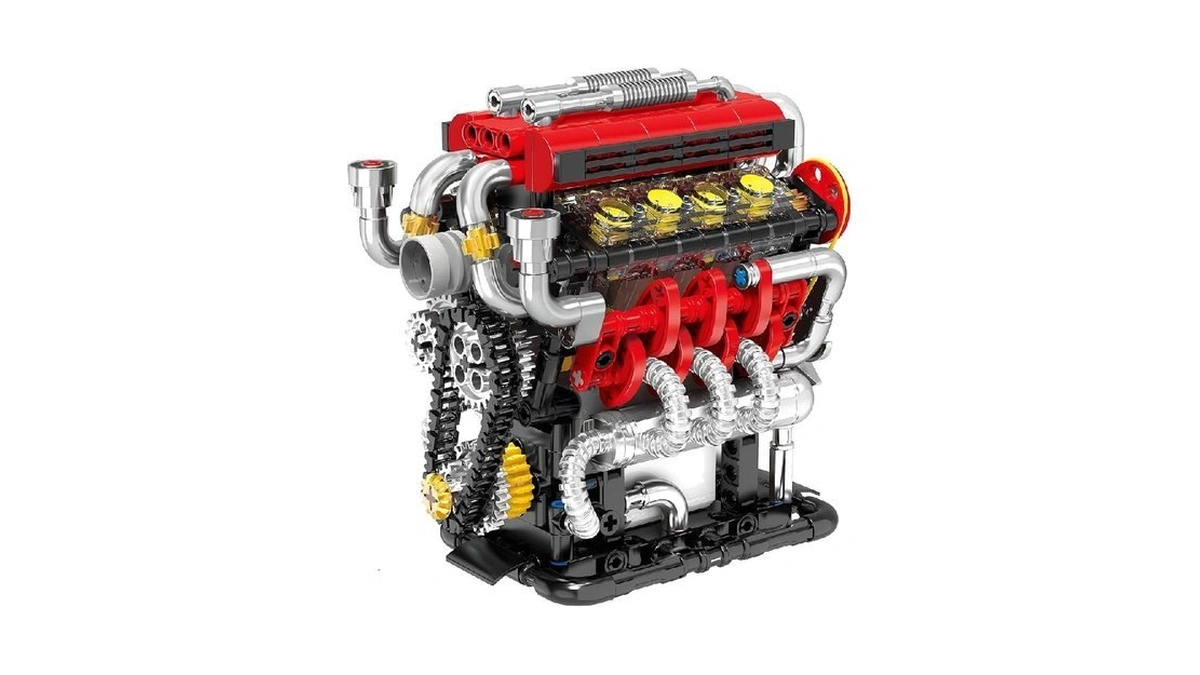 Hxbiu V8 Engine Model Kit That Runs- 538-piece Mini Engine