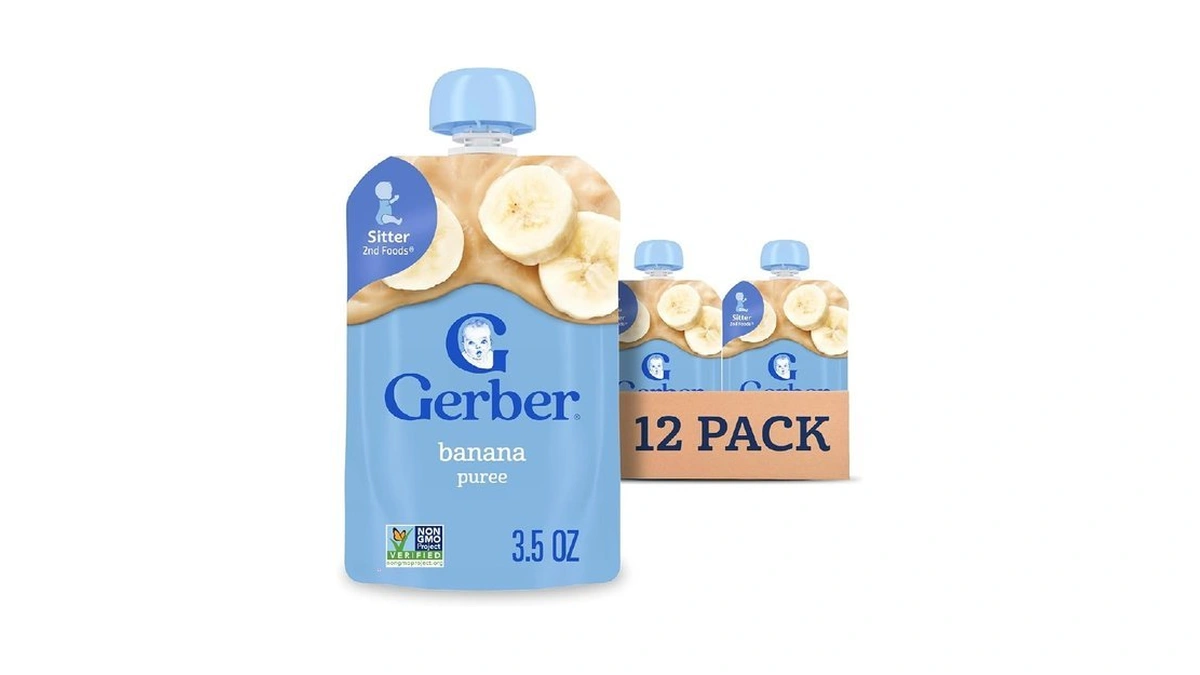 Gerber Stage 2 Baby Food, Banana Puree Pouch, 2 Servings