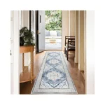 Decomall Maila Machine Washable Rugs 2'6"x9'ft, Traditional Oriental Blue Rug,vintage