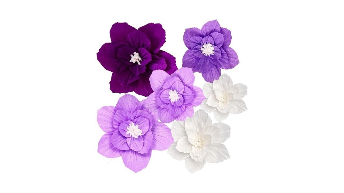 Erastom 6pcs Paper Flowers Artificial Wall Decor 3d Tissue Paper