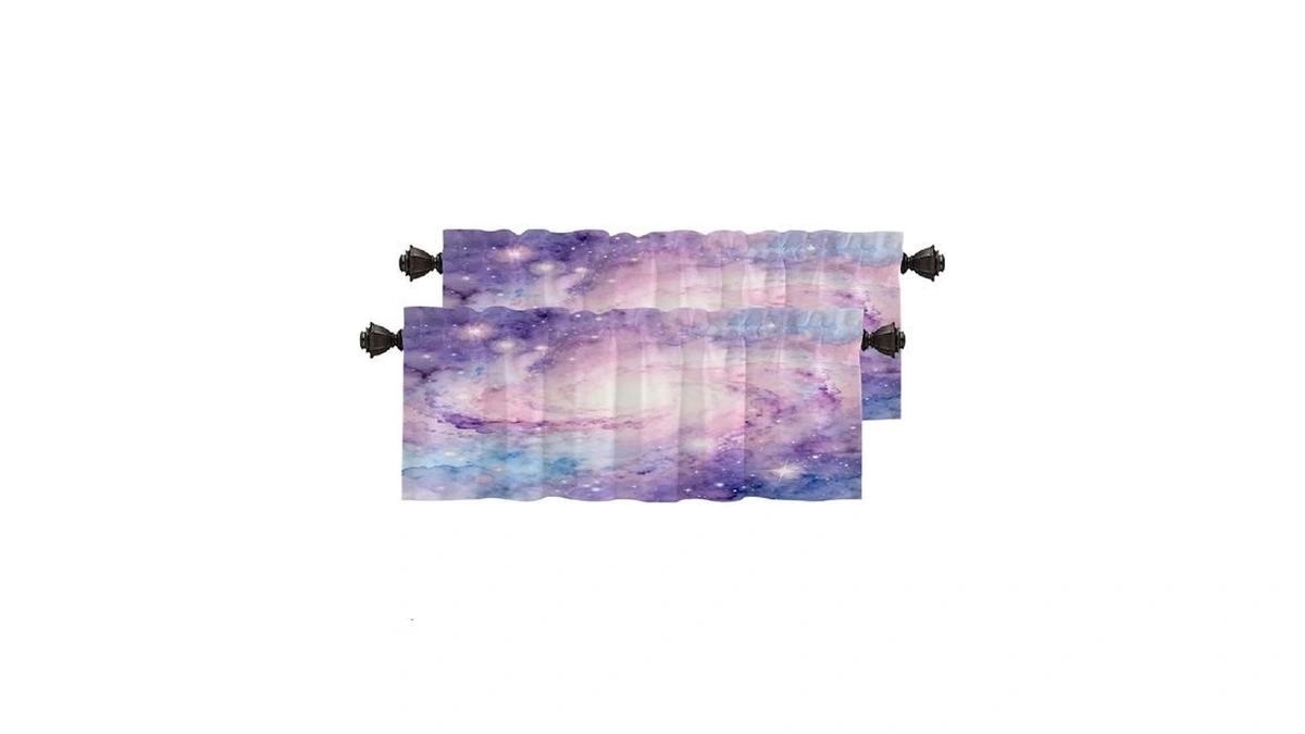 Baonews Pink Purple Abstract Galaxy Kitchen Valances For Windows,tie Dye