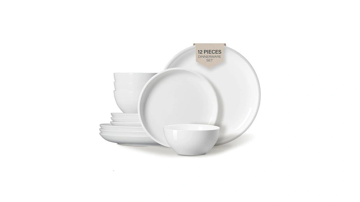 Onemore Plates And Bowls Set 12 Pcs,stoneware Dinnerware Sets For