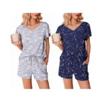 Ekouaer 2 Pack Women's Pajamas Set Soft Ruffle Sleeve Pjs