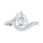 Cijisx 1.5ct Pear Shape Ring 925 Sterling Silver Engagement Ring