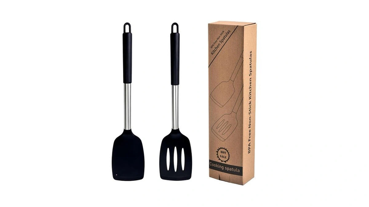 Prefer Green 2-pack Silicone Solid & Slotted Turner Spatulas, Non-stick