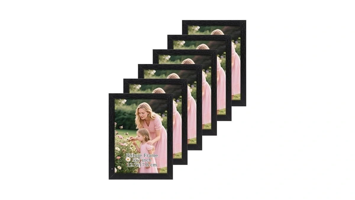 Schliersee 5x7 Picture Frames Set Of 6, Classic Black Photo