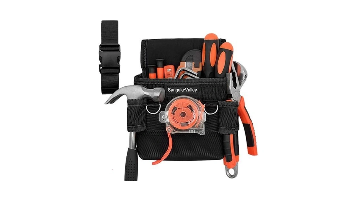 Tool Pouch,professional Electrician Pouch, Multi-pocket Belt Organizer,suitable For Electricians/carpenters/plumbe (black)