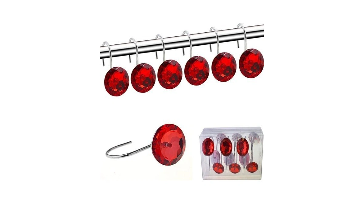 Yuyikes Shower Curtain Hooks Diamond Shape Shower Rings/round Acrylic Decorative