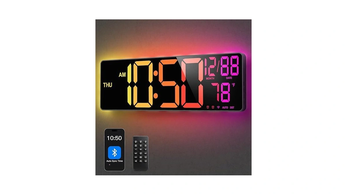 Amazon code: Tempospark Large Digital Wall Clocks Blu