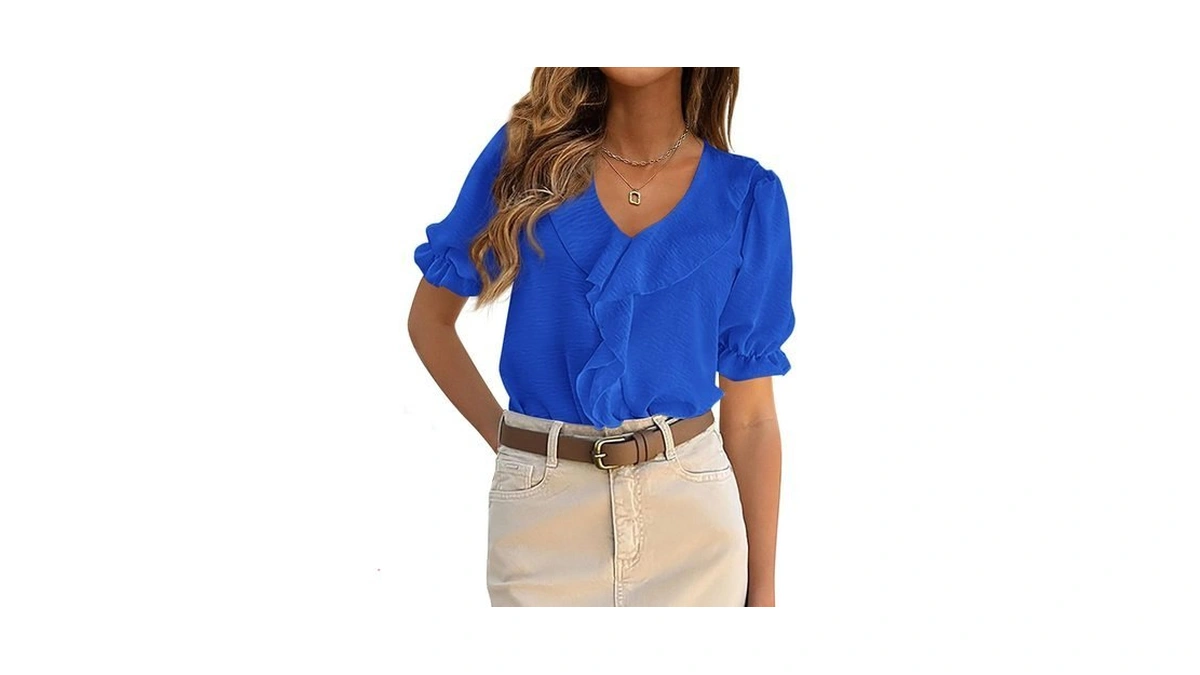 Prettygarden Women's Summer Dressy Casual Blouses 2026 Short Sleeve V