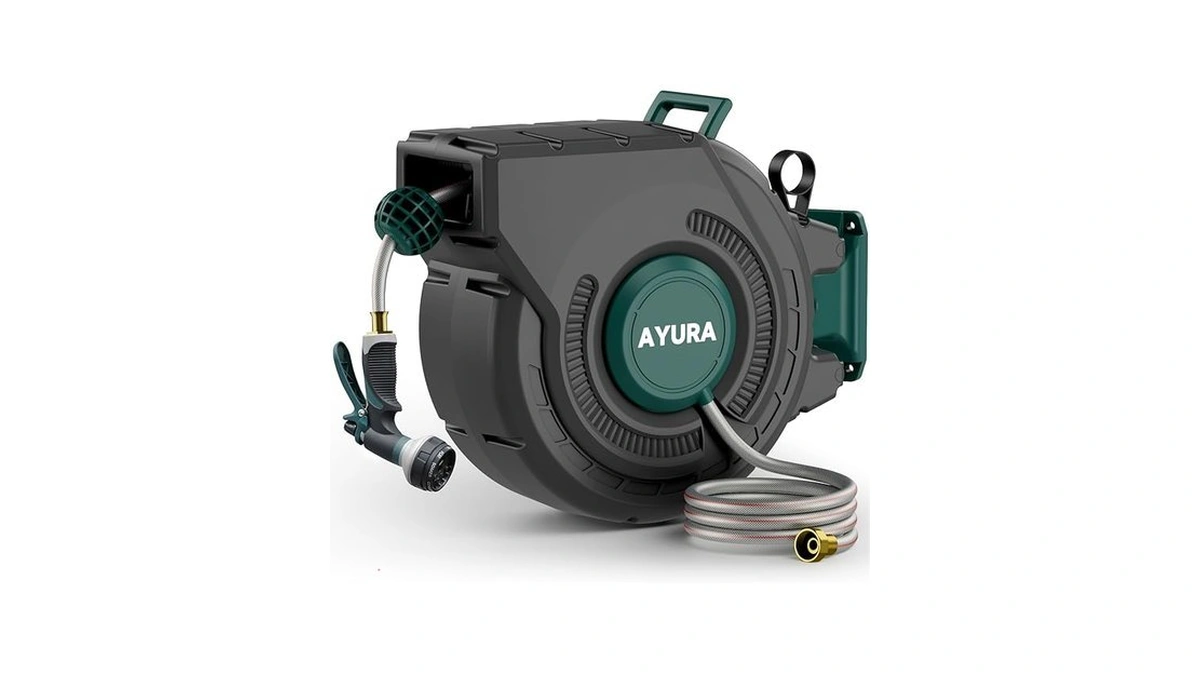 Ayura Retractable Garden Hose Reel 100 Ft X 1/2 Inch