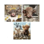 Zythron 3pcs Diamond Art Kits For Adults,highland Cow Diamond Art