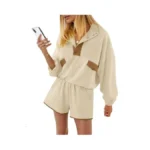 Fisoew Women's Two Piece Short Sets Summer Lounge Sweatsuits Long