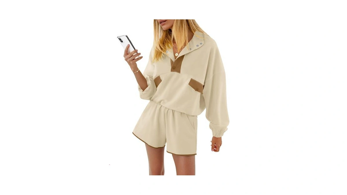 Fisoew Women's Two Piece Short Sets Summer Lounge Sweatsuits Long