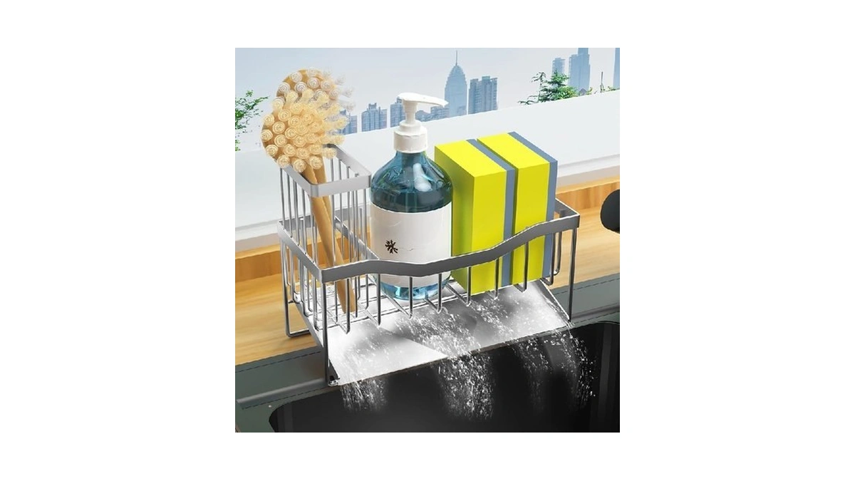 Maifan Sink Caddy Sponge Holder For Kitchen With Brush Holder