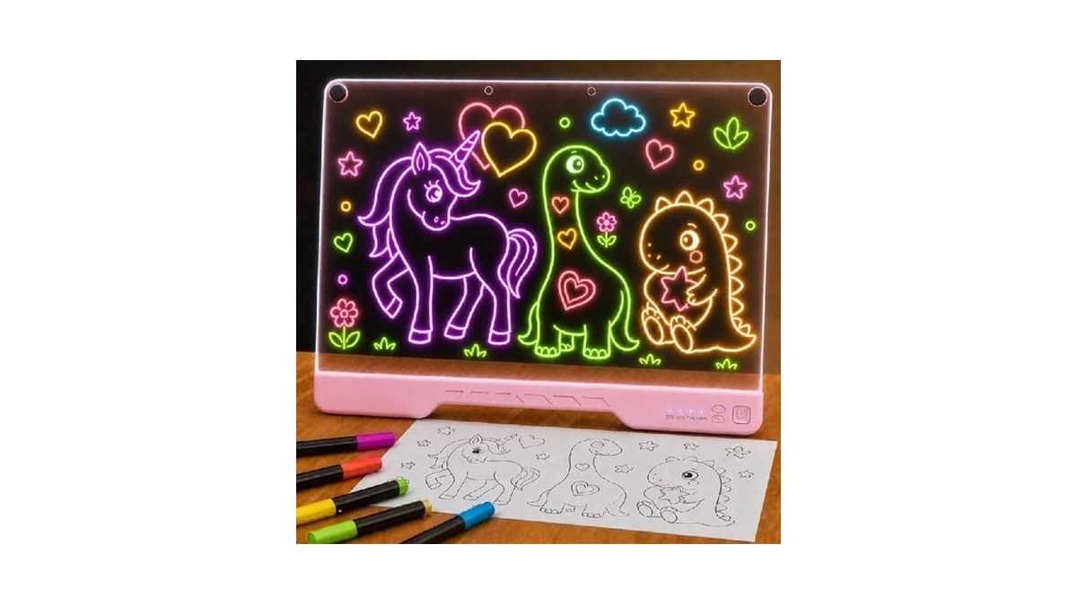 Upgraded 16-inch Led Drawing Board Rechargeable – 7 Colors, 10