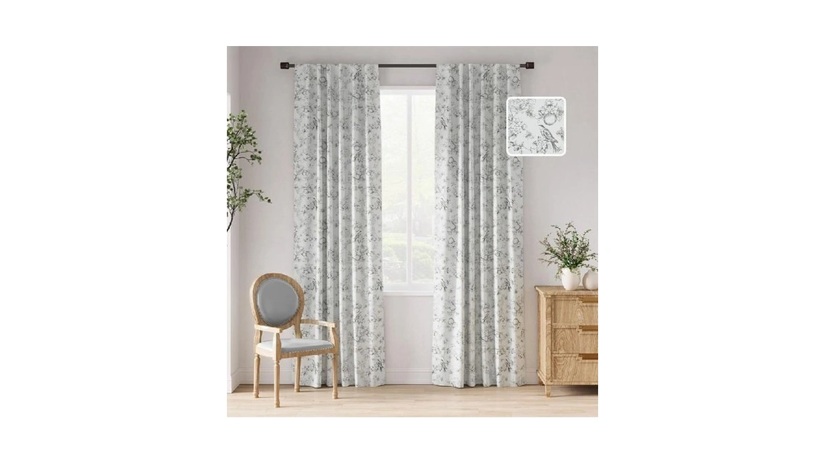 Jinchan 95% Blackout Floral Curtains 84 Inches Long, Printed Flower
