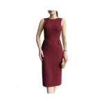 Women's Crew Neck Elegant Sleeveless Midi Bodycon Dress Work Cocktail