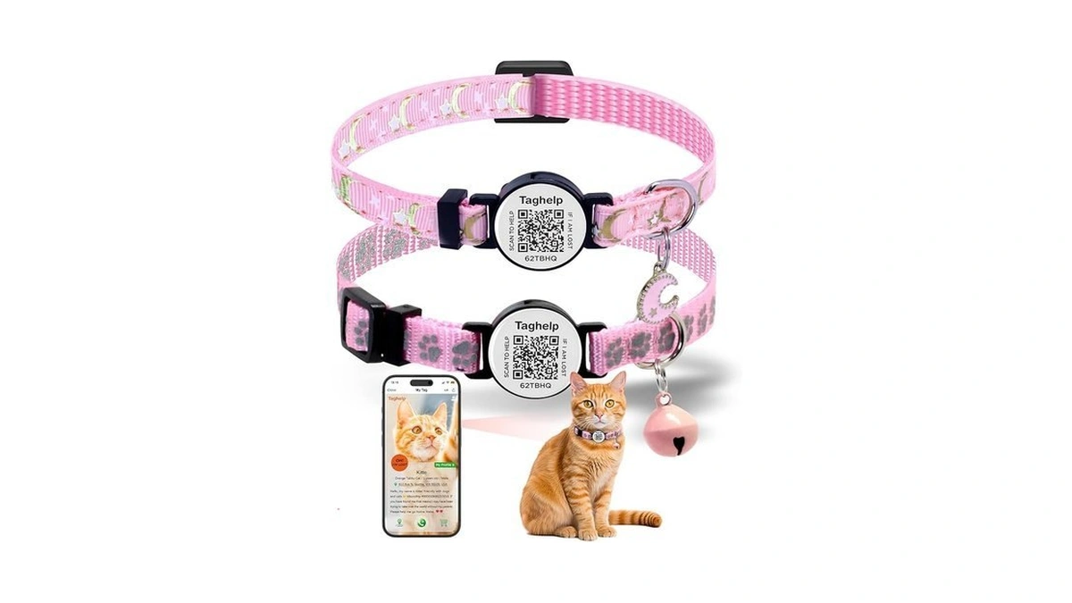 Taghelp Reflective Moon & Star Cat Collar Breakaway With Qr