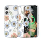 Jiunai For Iphone 16 Case, Compatible With Magsafe, Floral Flower