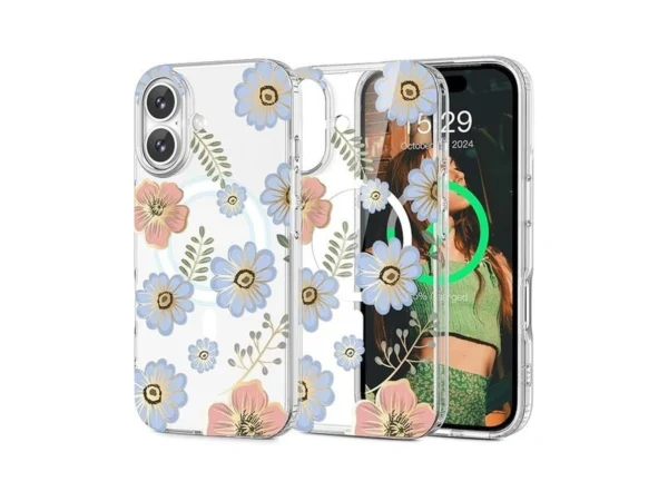 Jiunai For Iphone 16 Case, Compatible With Magsafe, Floral Flower
