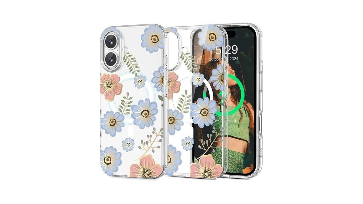 Jiunai For Iphone 16 Case, Compatible With Magsafe, Floral Flower