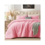 Quataly Marshmallow Queen Fleece Comforter Set Pink Faux Fur Fluffy
