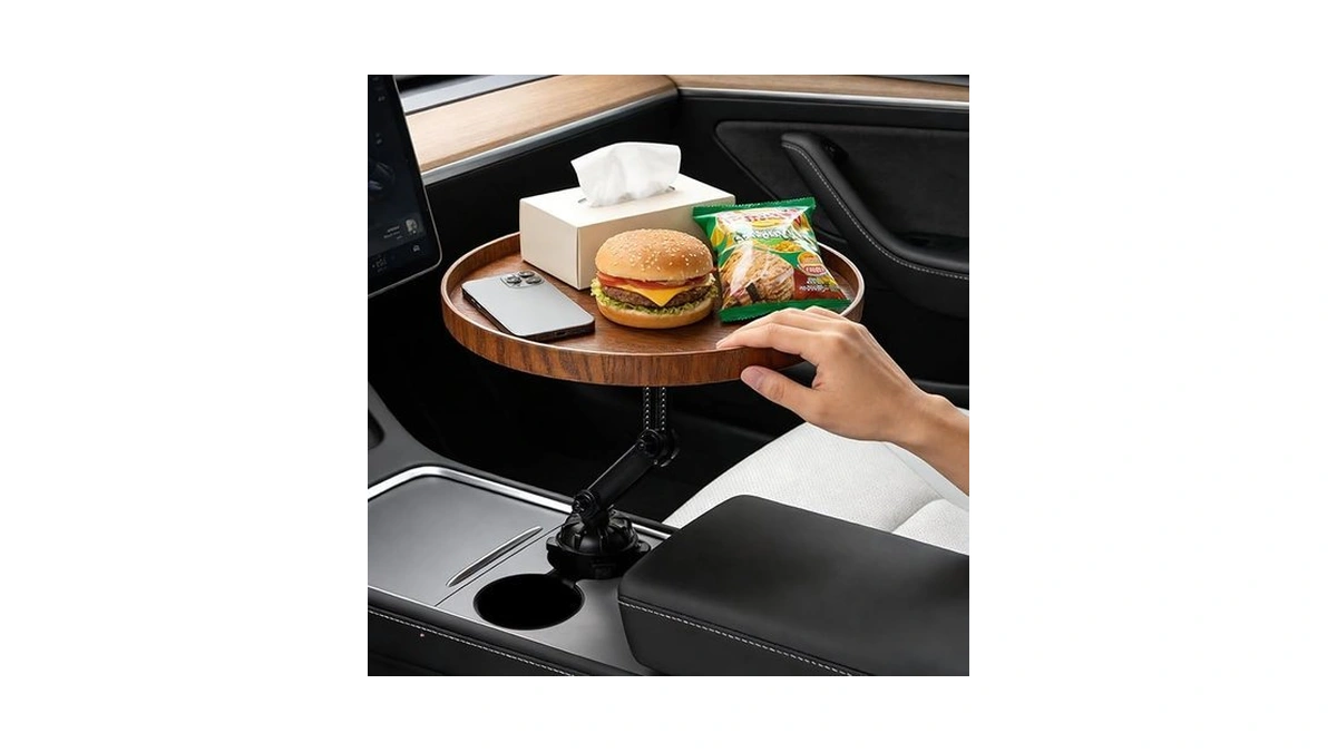 Car Food Cup Holder Tray - 360° Rotating Car Table