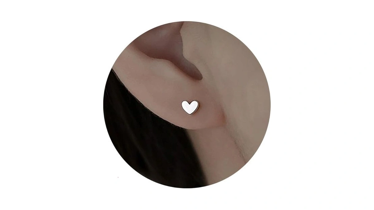 Mini Heart Stud Earrings, Hypoallergenic Tiny Small Cartilage Tragus Stud