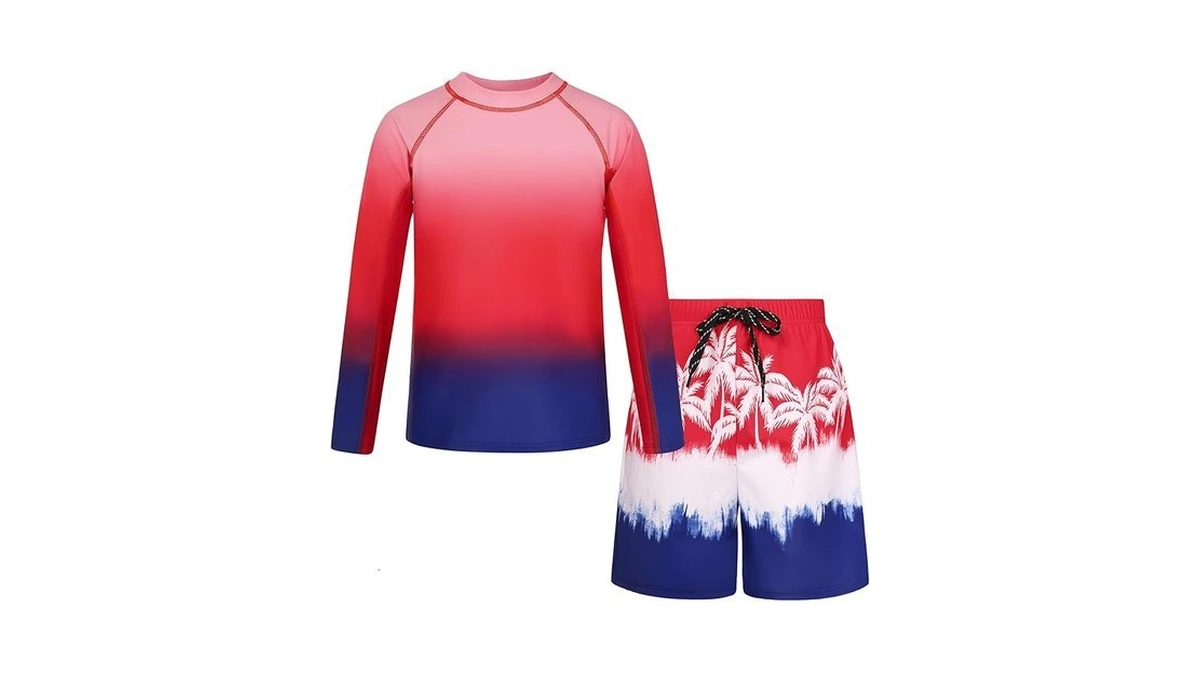 Grace Karin Boys Long Sleeve Swimsuit Two Piece Swim Set