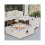 Cosiest 35-inch Square Outdoor Sandstone Propane Fire Pit W Wind