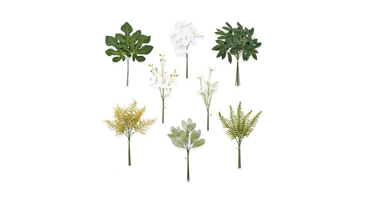 Tinge Time Artificial Greenery Stems Box Set, 46pcs With 8