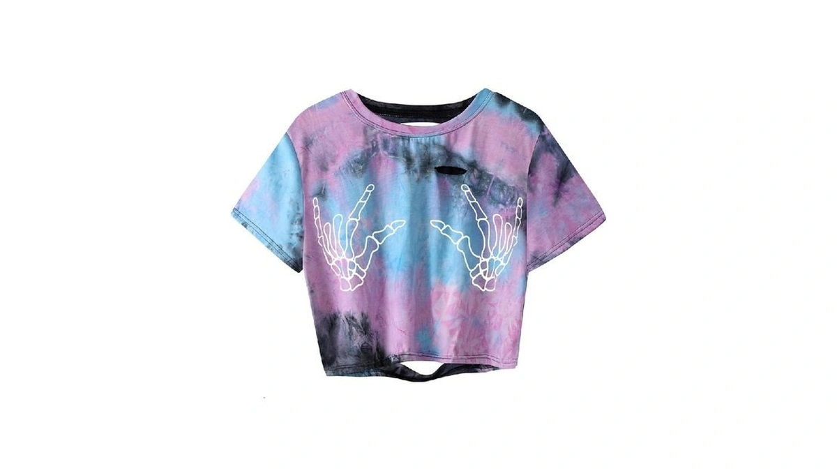 Avanova Women's Tie Dye Skull Skeleton Graphic Tee Short Sleeve