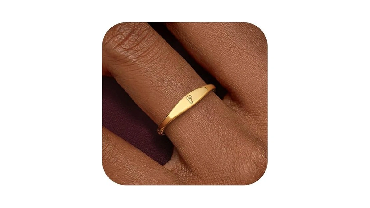 Honsny Gold Initial Rings For Women Non Tarnish Dainty Letter
